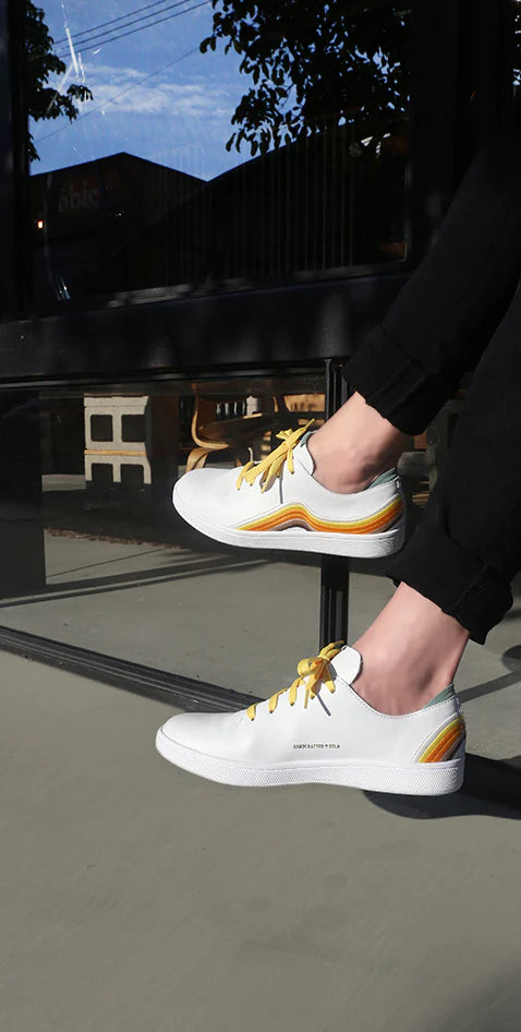 westsider custom yellow brown rainbow shoes worn