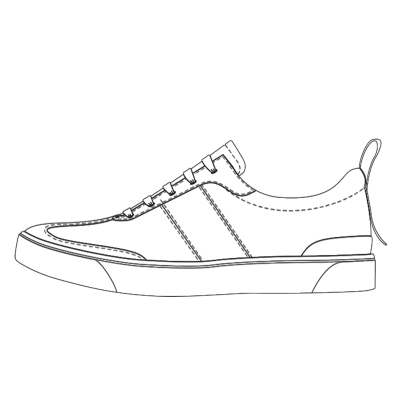 A line drawing of the Molino lace-up design that can be customized