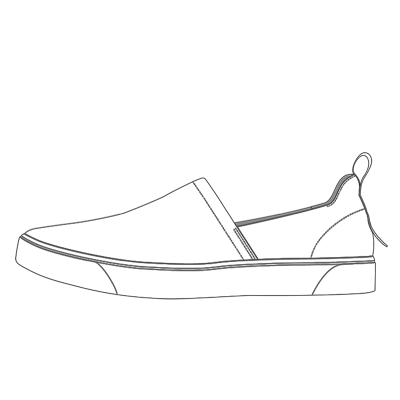 Line drawing of a Seaton Slip On shoe that can be customized
