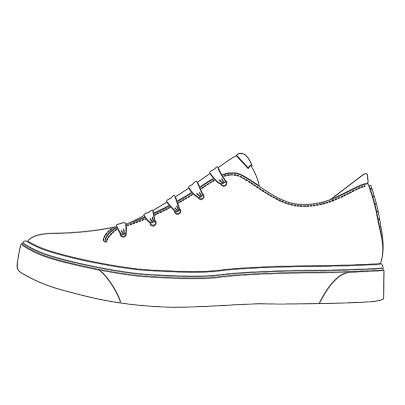 A customizable white sneaker with lace-up closure, shown in a side view with focus on the shoe's design and construction.